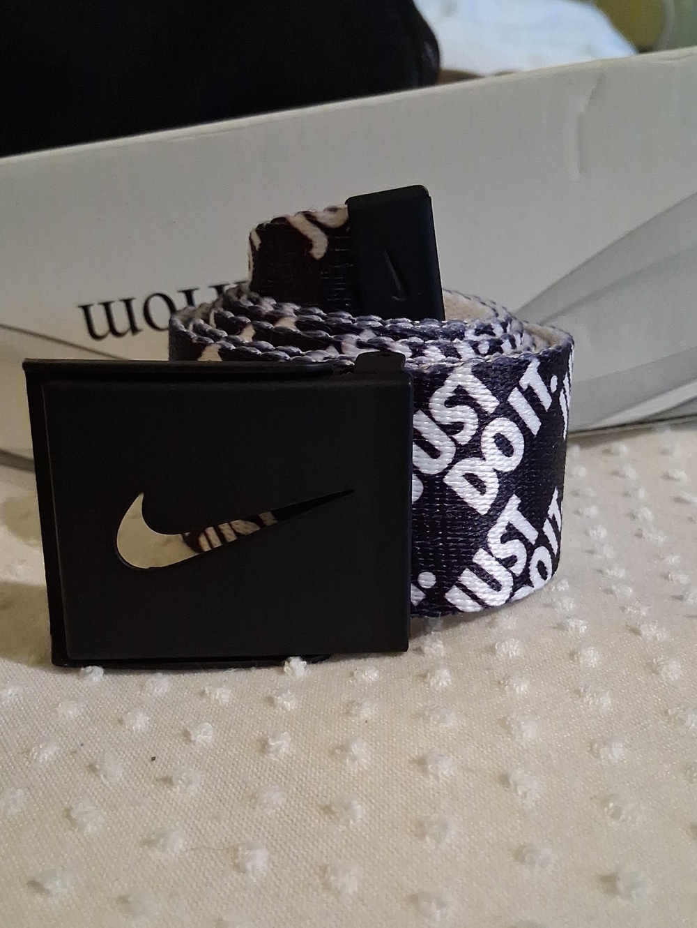 Nike Black & White 'Just Do It' Men's Web Belt with Swoosh Buckle